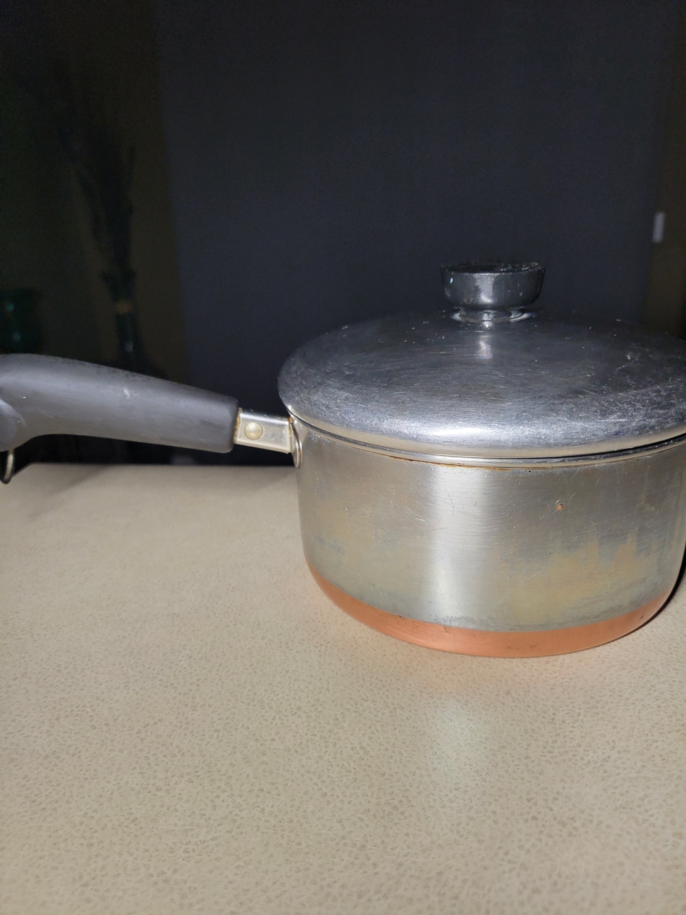Vintage Revere Ware 1801 2-Quart Copper Bottom Saucepan with Matching Lid